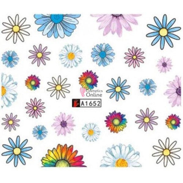 Stickere cu Apa pentru unghii cod A1652 cu floricele colorate